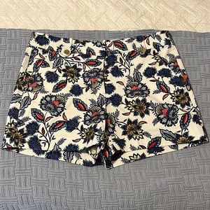 LOFT Floral Blue Red Print Shorts Size 6